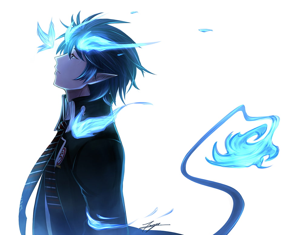 Male Anime Character, White Background, Men, Blue Exorcist, - Blue Exorcist - HD Wallpaper 