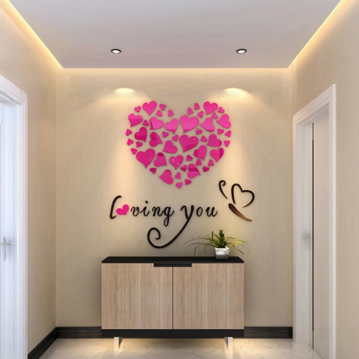 Heart Wall Stickers For Bedrooms - HD Wallpaper 