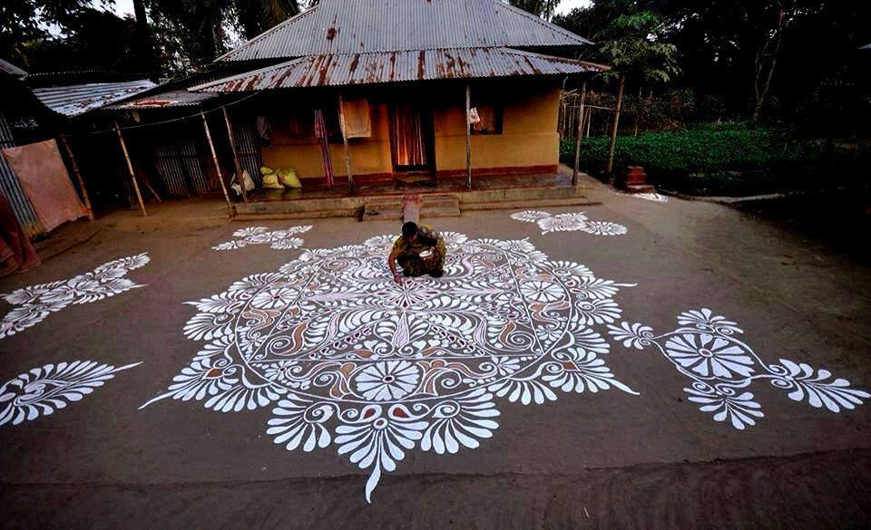 Lakshmi Puja Alpana Designs - HD Wallpaper 