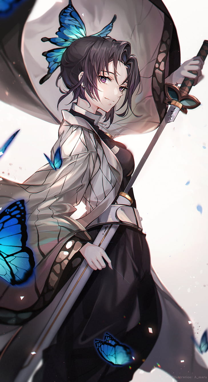 Anime Anime Girls Digital Art Artwork Portrait Kimetsu No Yaiba Shinobu 728x1340 Wallpaper Teahub Io