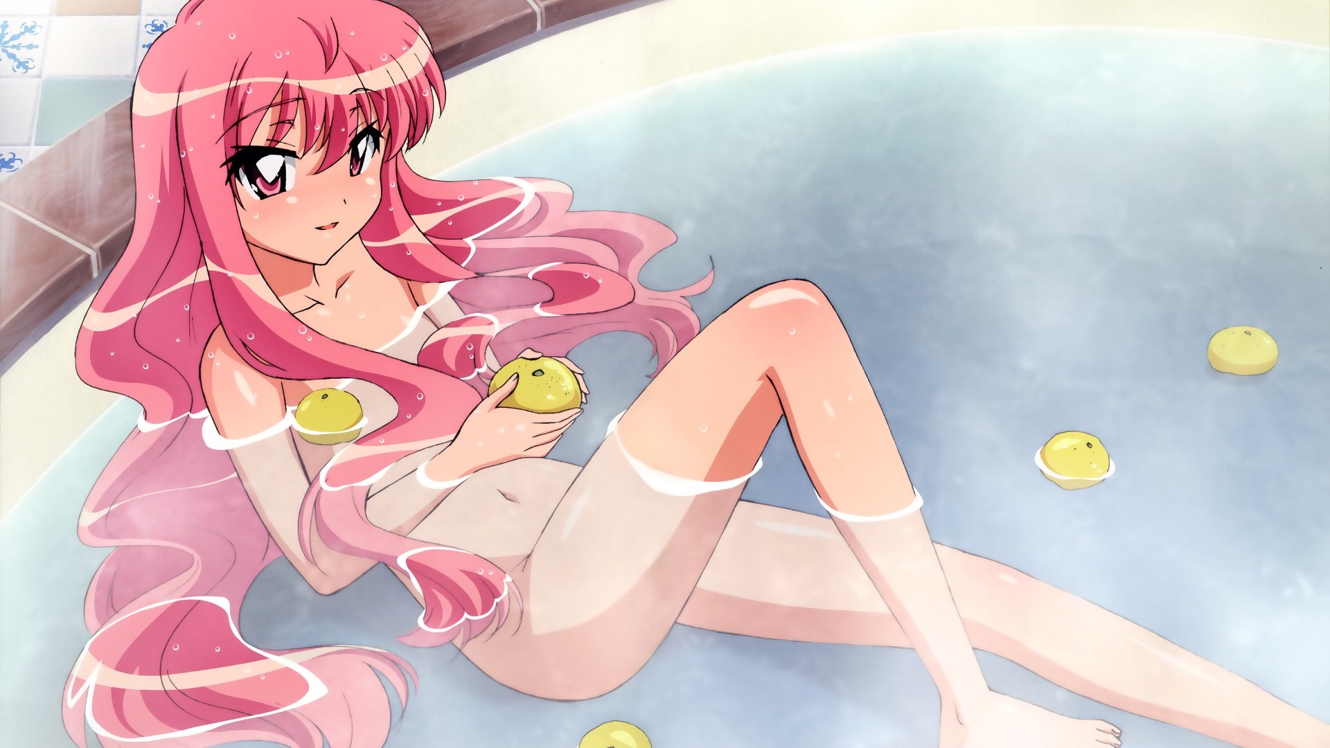 Zero No Tsukaima Hd Wallpapers - Anime Girls In Bath - HD Wallpaper 