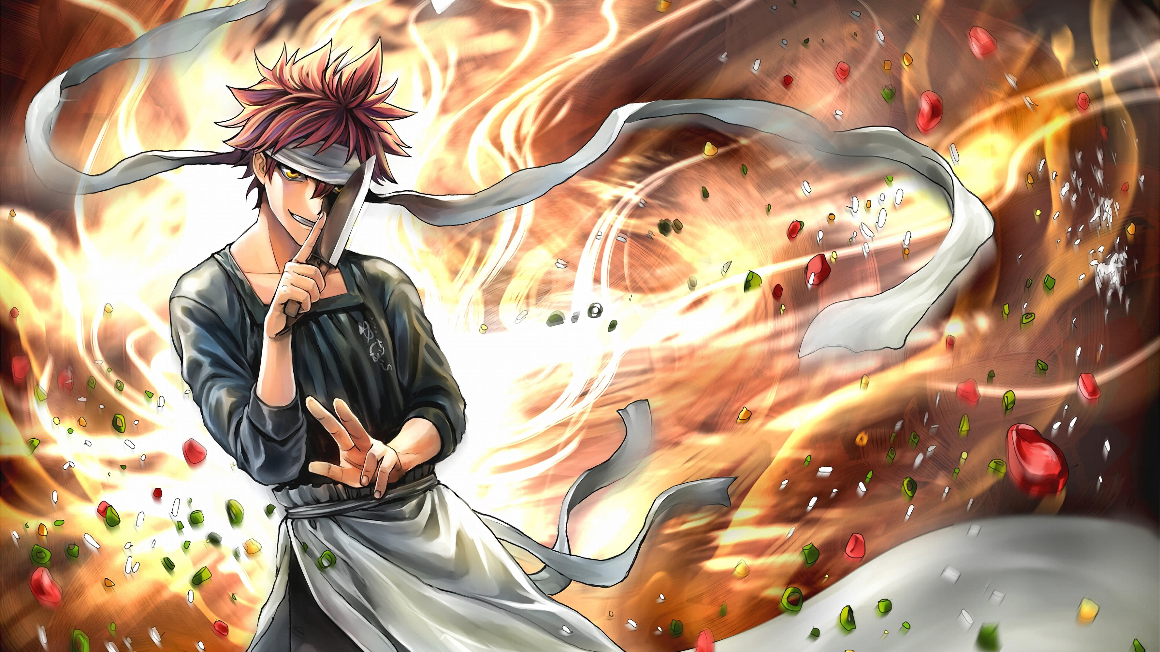 Food Wars Shokugeki No Soma Soma Yukihira Uhd 4k Wallpaper - Food Wars - HD Wallpaper 