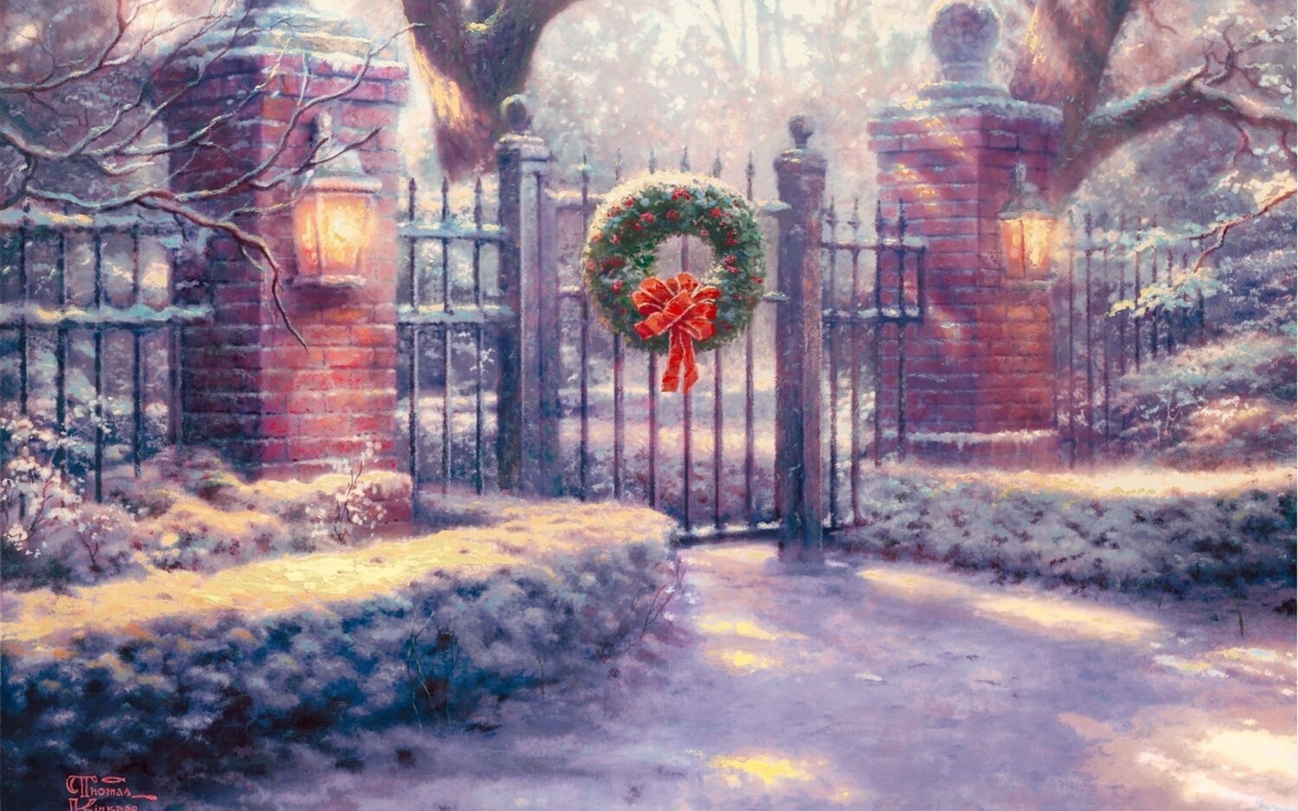 Wallpapers Pictorial Art Thomas Kinkade Image - Thomas Kinkade Christmas Paintings - HD Wallpaper 