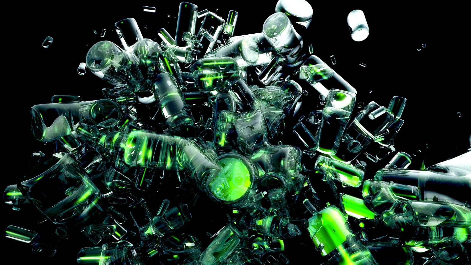 Datsik Wallpaper Page - Breaking Glass Green Background - HD Wallpaper 