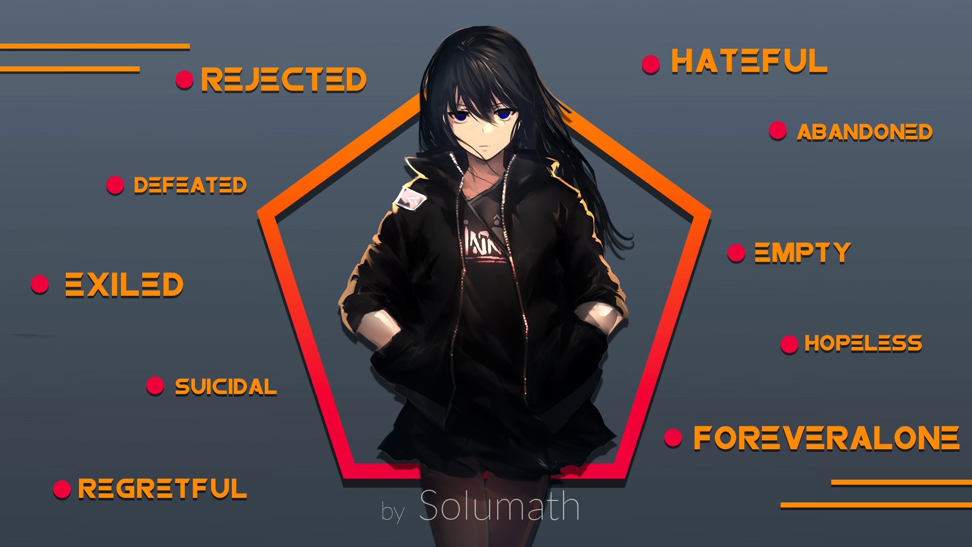 Bad Girl Anime Girl Black Hair - HD Wallpaper 