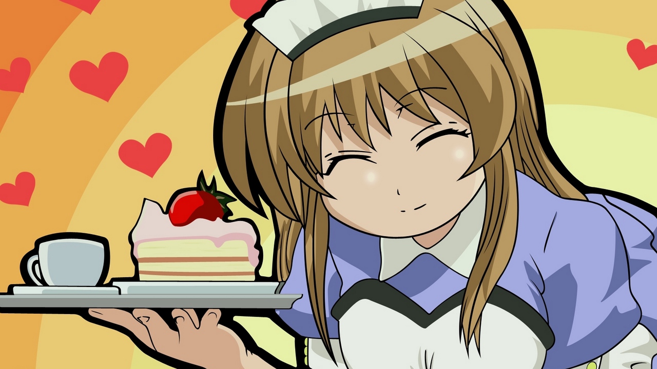 Wallpaper Momose Kurumi Pani Poni, Girl, Waitress, - Brown Hair Anime Waitress - HD Wallpaper 