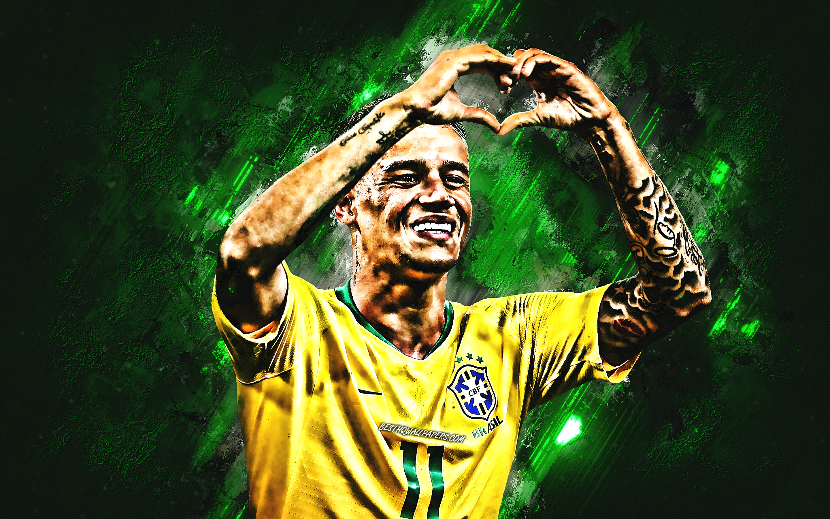 Coutinho, Green Stone, Brazil National Team, Goal, - HD Wallpaper 