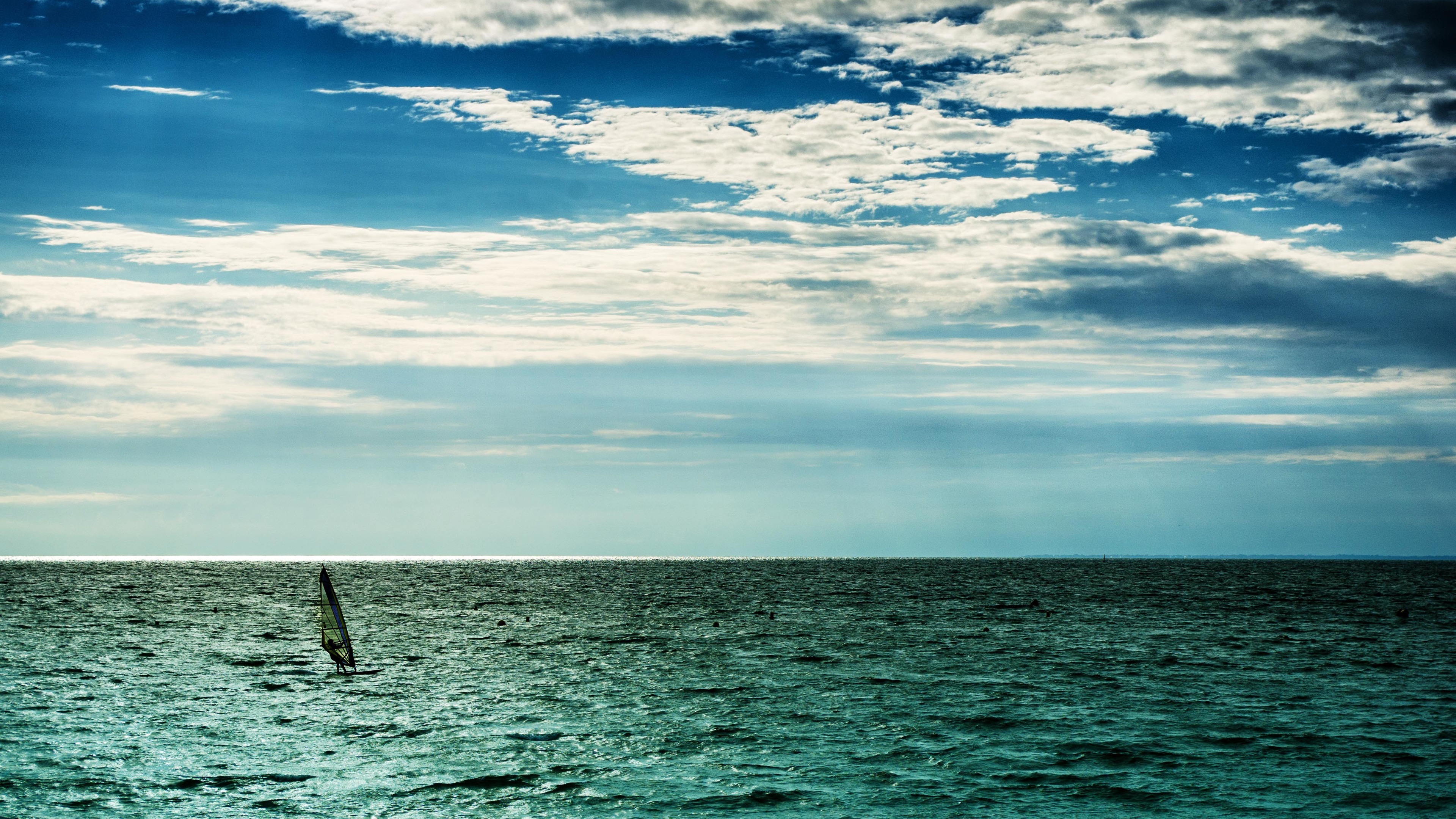 Wallpaper Sea, Clouds, Sky, Horizon, Windsurfing - Sea And Sky Puzzle - HD Wallpaper 