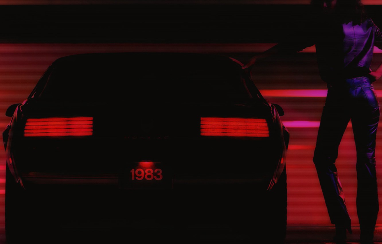 Photo Wallpaper Girl, Auto, Retro, Machine, Silhouette, - Synthwave Firebird - HD Wallpaper 