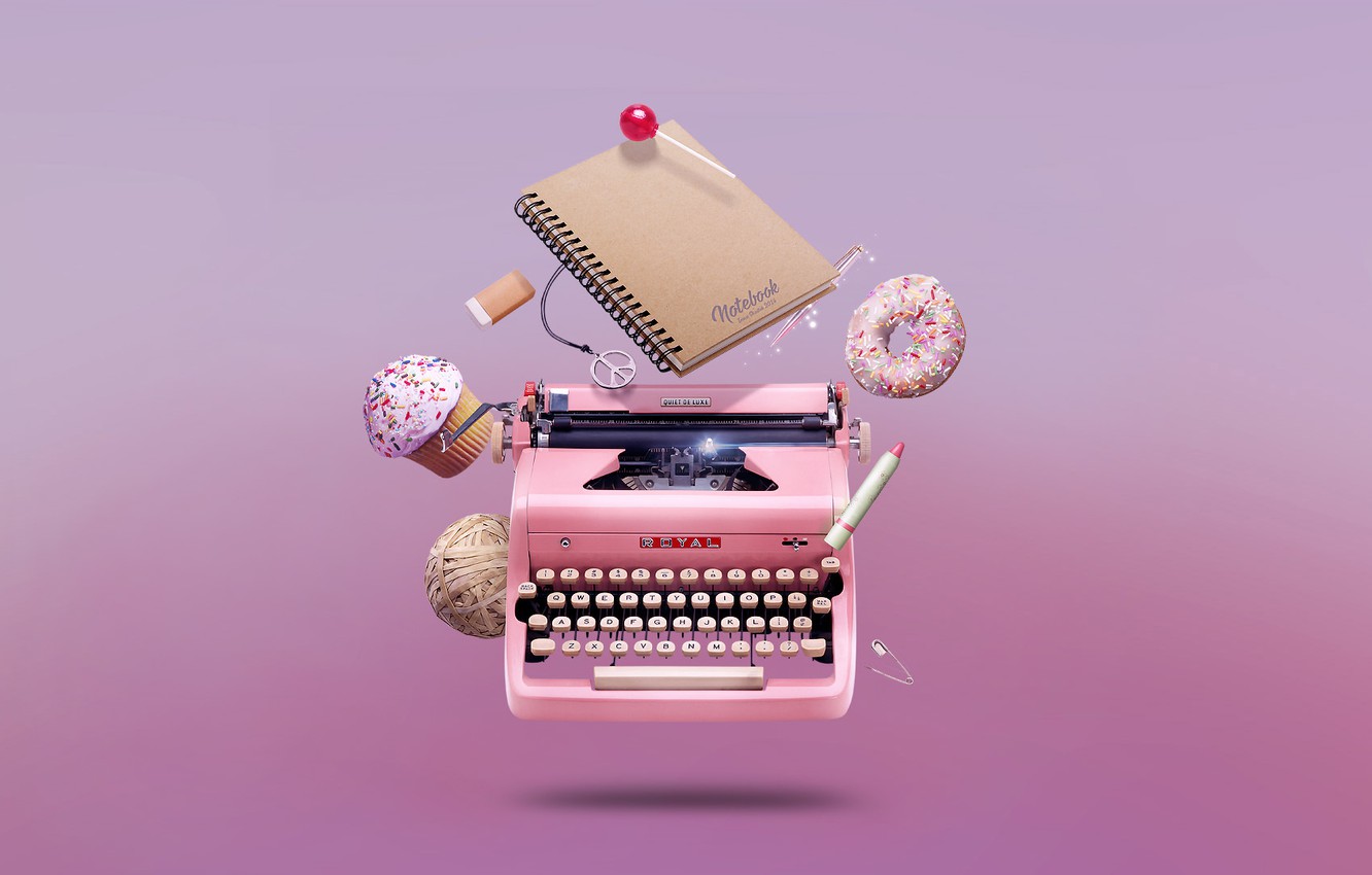 Photo Wallpaper Handle, Typewriter, Candy, Donut, Notebook, - Iphone Wallpaper Writer - HD Wallpaper 