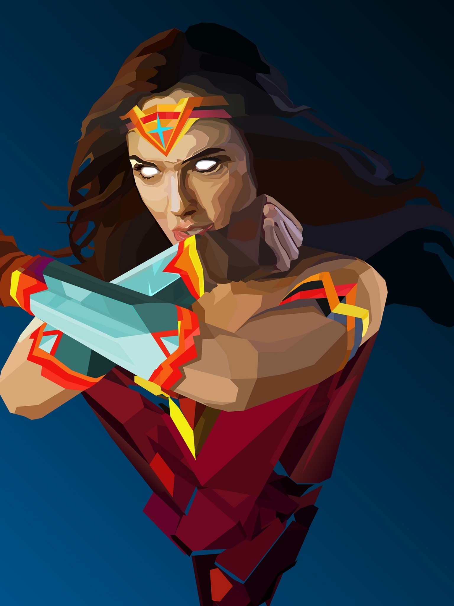 Wonder Woman, Low Poly, Digital Art - Wonder Woman Digital Art - HD Wallpaper 