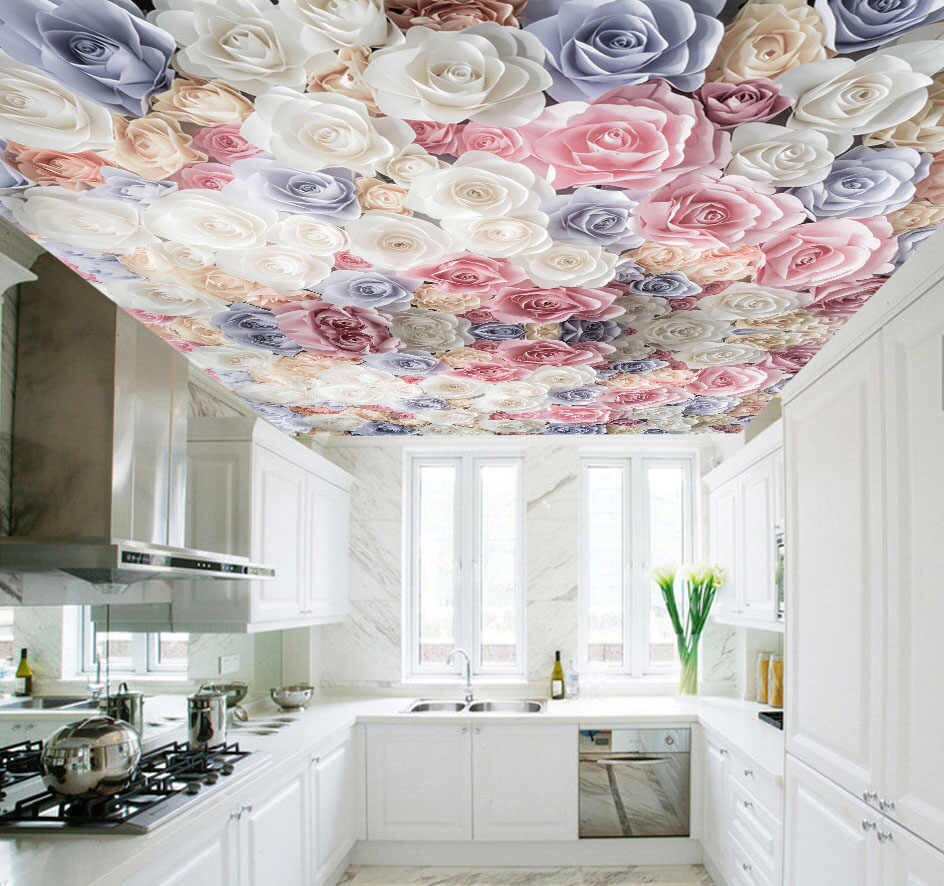 Large Ceiling Papel Mural 8d/3d Colourful Flower Wallpaper - Hotel Forest Interior Design - HD Wallpaper 