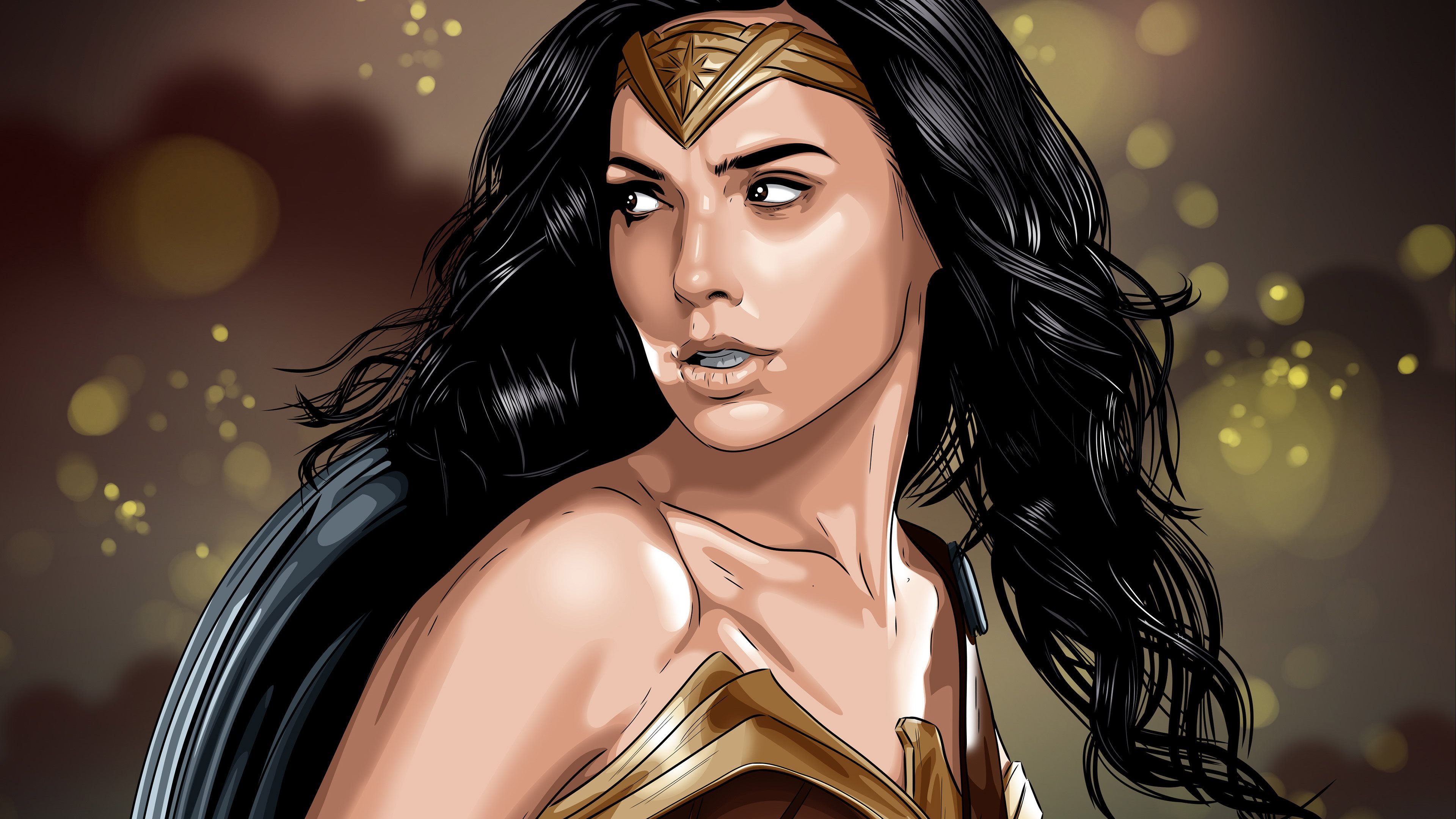 Wonder Woman, 4k, Gal Gadot, Art - Gal Gadot Wonder Woman Cartoon - HD Wallpaper 