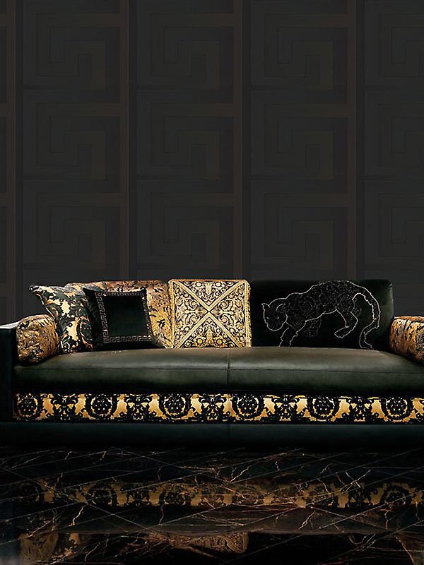 Versace Black Greek Key Wallpaper 10m X 70cm 93523-4 - Versace Tapete Schwarz - HD Wallpaper 
