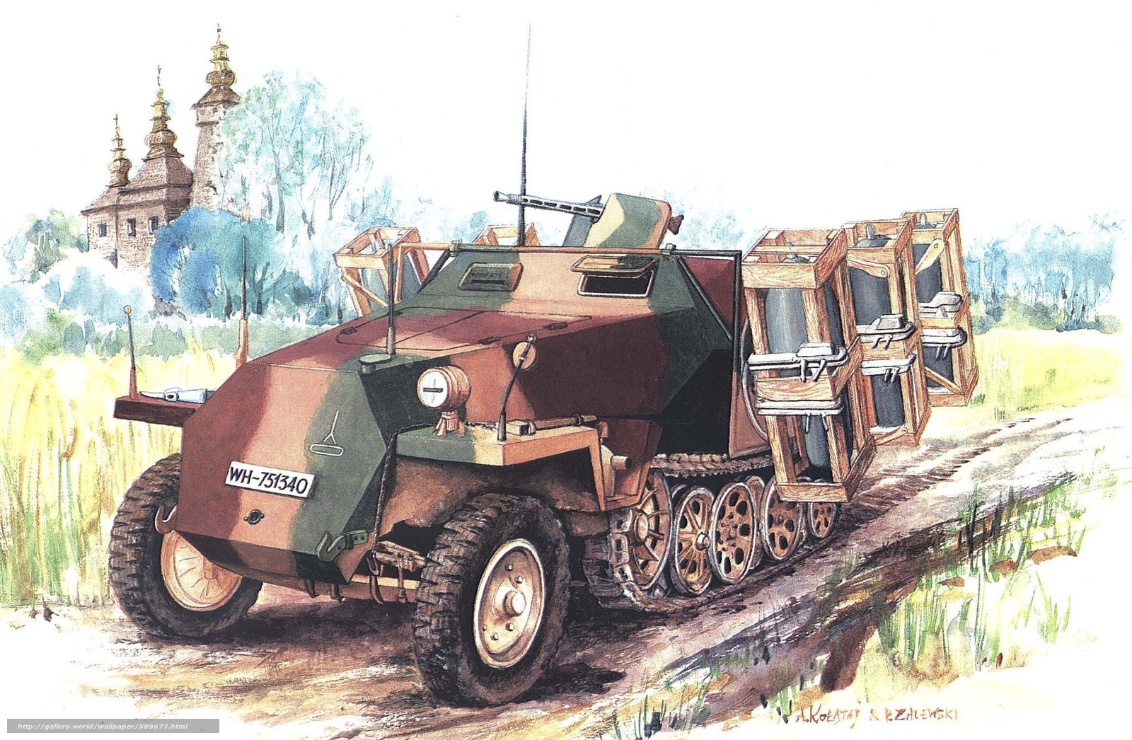 Download Wallpaper Art, Armored Troop-carrier, Germany, - Half-track - HD Wallpaper 