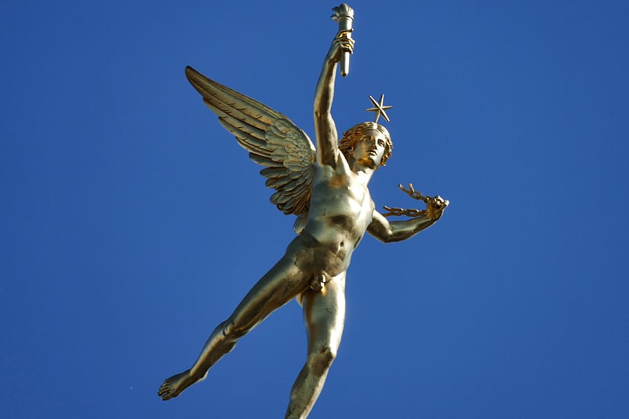 Genius, Bastille, Paris, France, Figure, Gold, Boy, - HD Wallpaper 