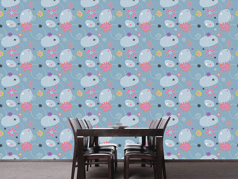 Design Wallpaper Blumen Mathilda - Kitchen & Dining Room Table - HD Wallpaper 