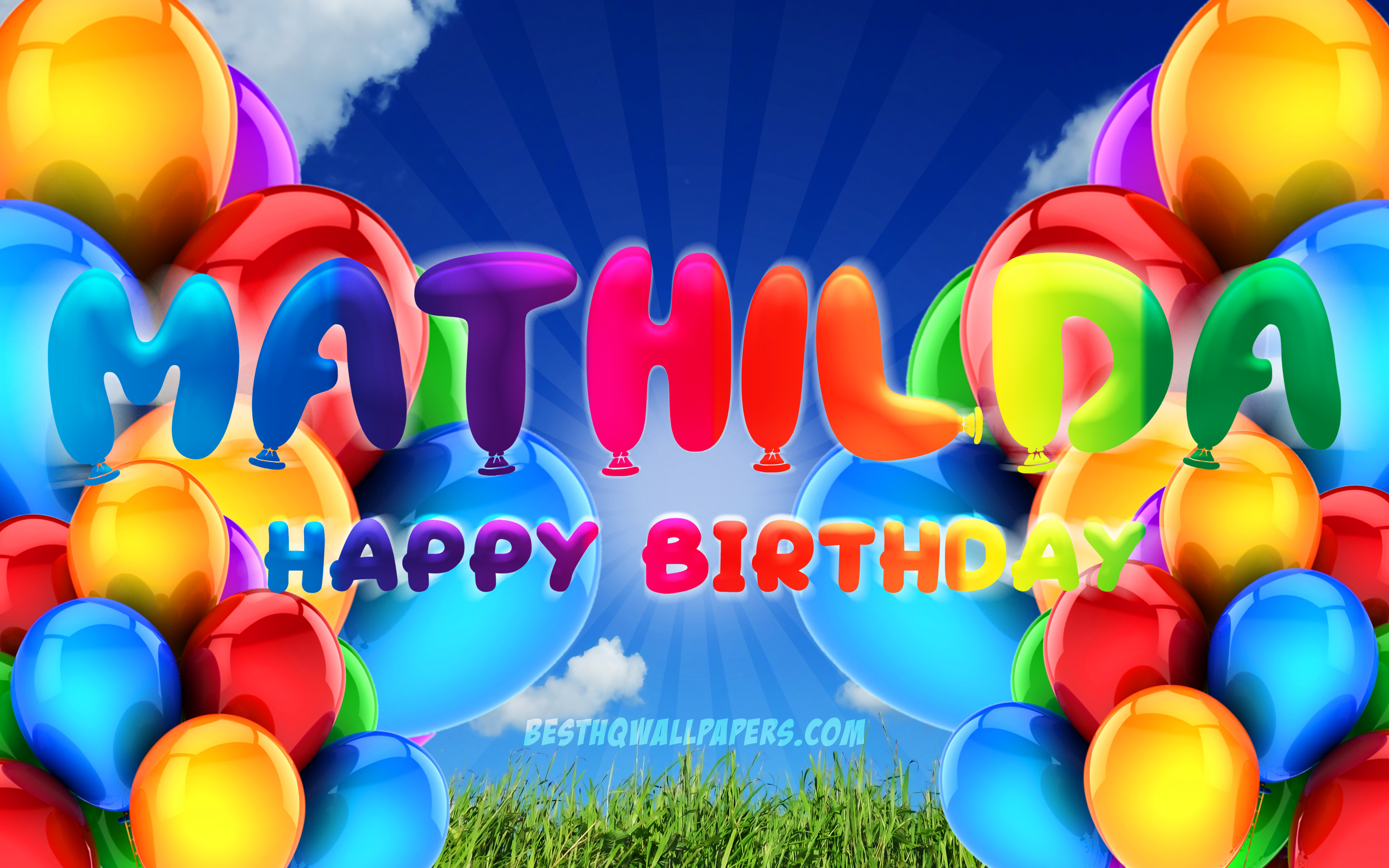 Mathilda Happy Birthday, 4k, Cloudy Sky Background, - صور عيد ميلاد بأسم  ميشايل - 3840x2400 Wallpaper 