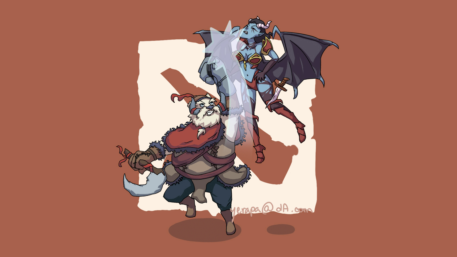 Tusk Ymir Walrus Punch Vs Queen Of Pain Akasha Dota - Cartoon - HD Wallpaper 