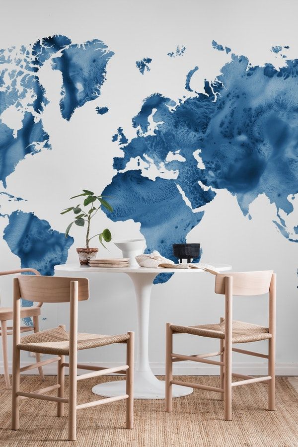 World Map Wallpaper For Hall - HD Wallpaper 