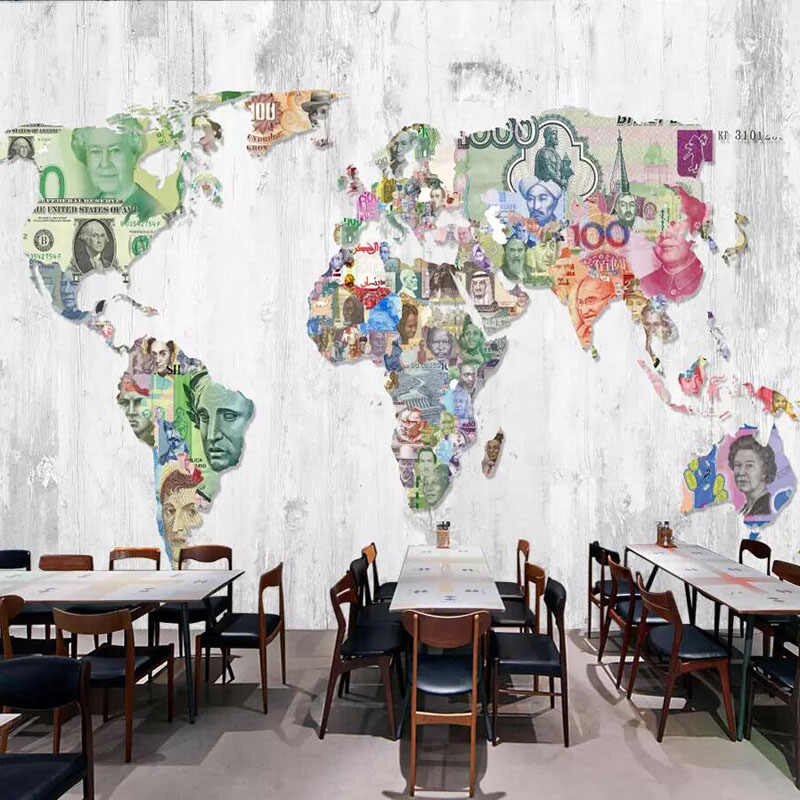 Custom Photo Wallpaper World Map Wallpaper Graffiti - World Map Of Currencies - HD Wallpaper 