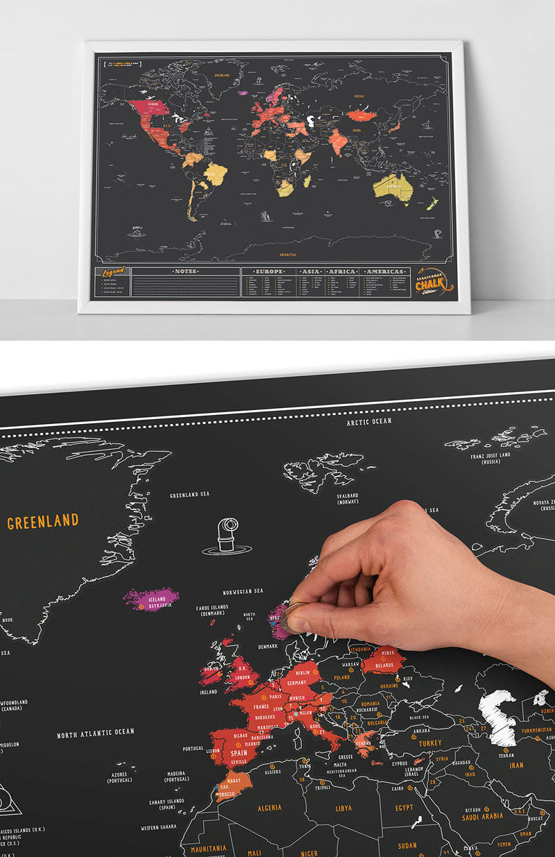 The More You Travel The More This World Map Comes To - Scratch Map Chalk Edition - HD Wallpaper 