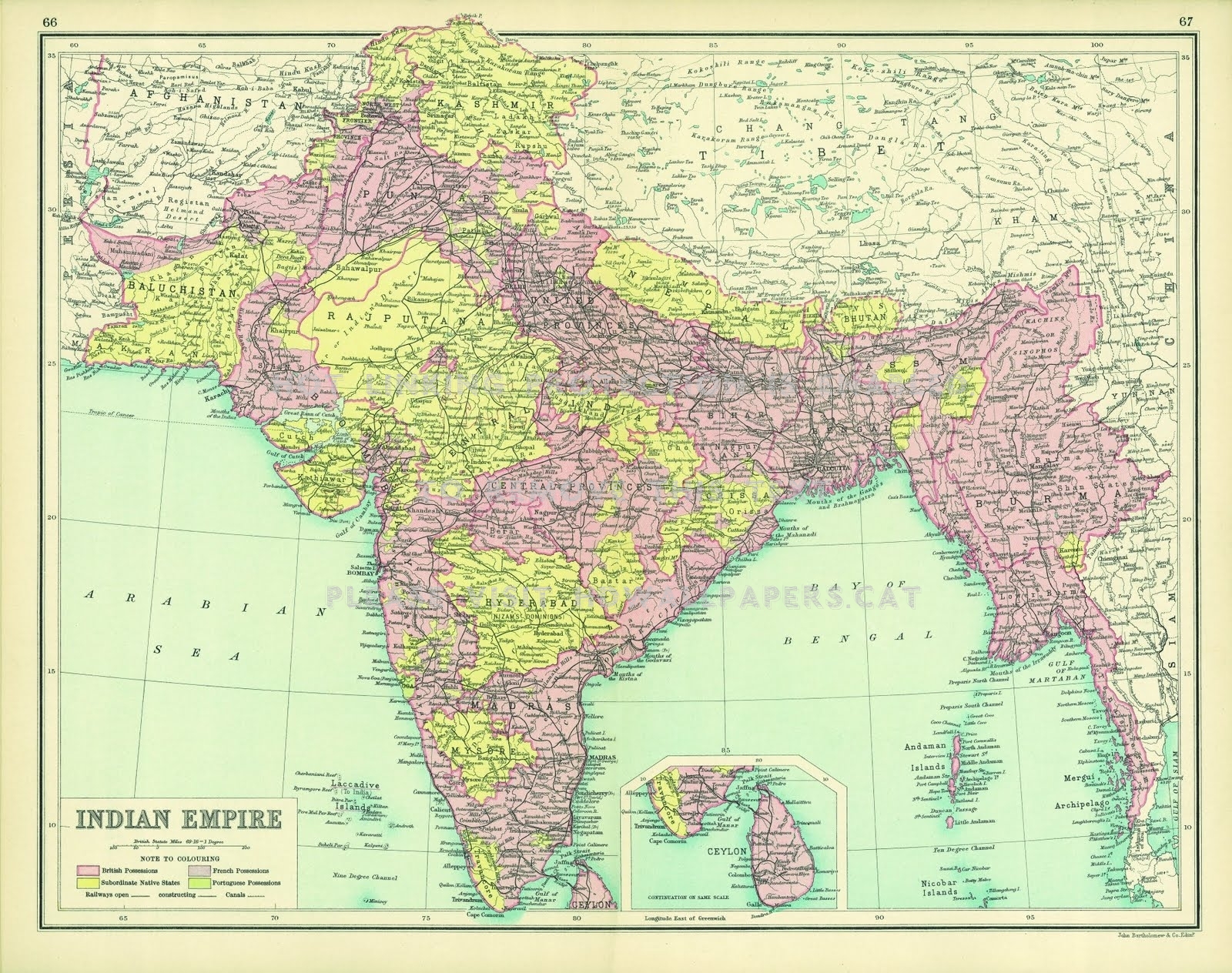 India Map Ancient States Abstract - British Raj 1914 Map - HD Wallpaper 