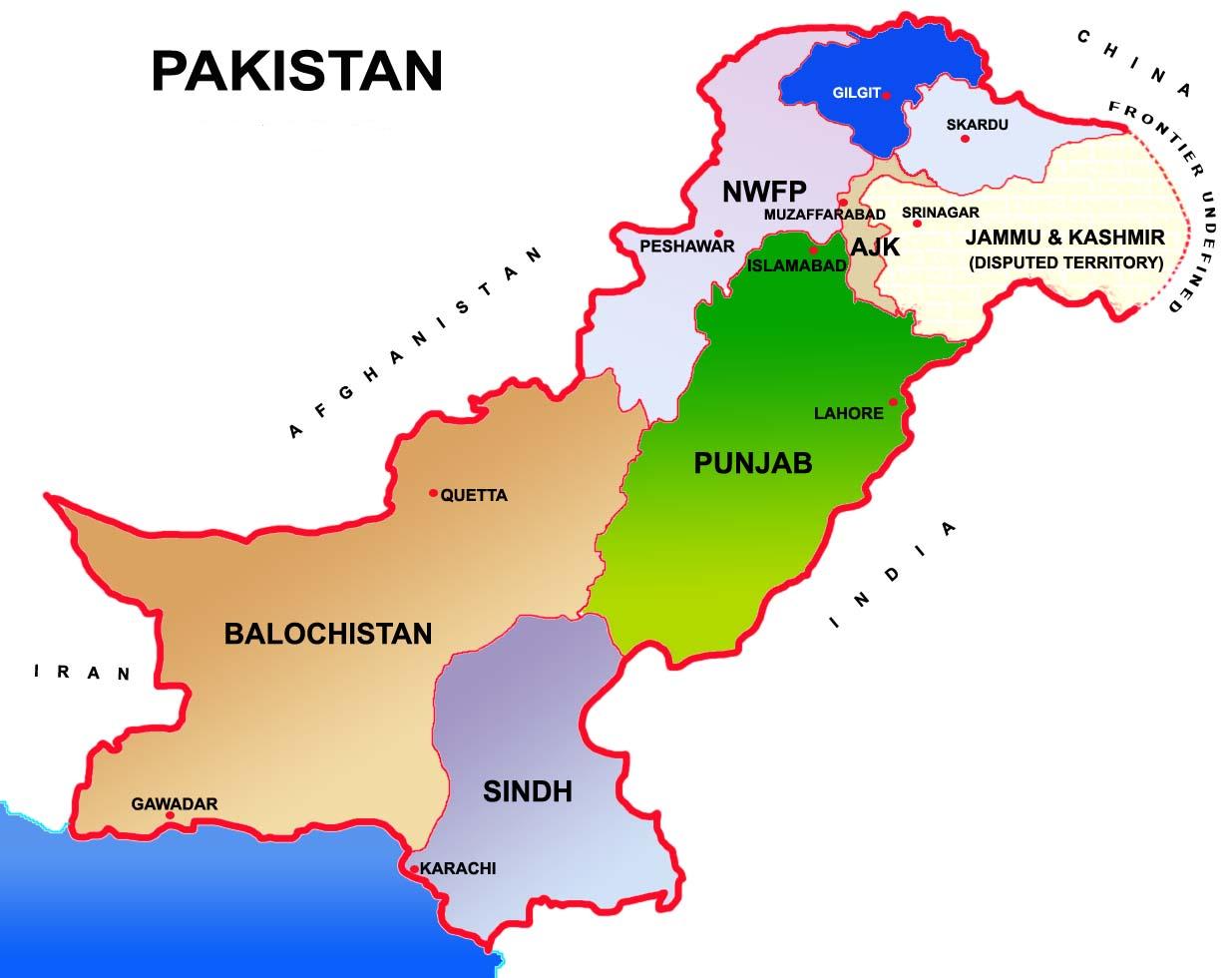 Pakistan Map With States - HD Wallpaper 
