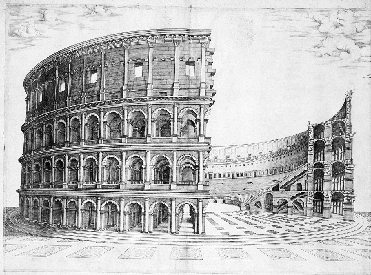 Construction Du Colisee A Rome - HD Wallpaper 