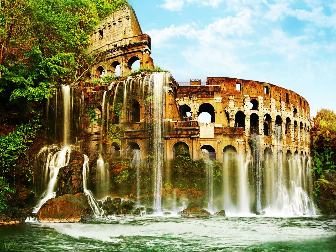 Colosseum Art Computer Animated Hd Wallpapers - Colisee Rome Rome Antique - HD Wallpaper 