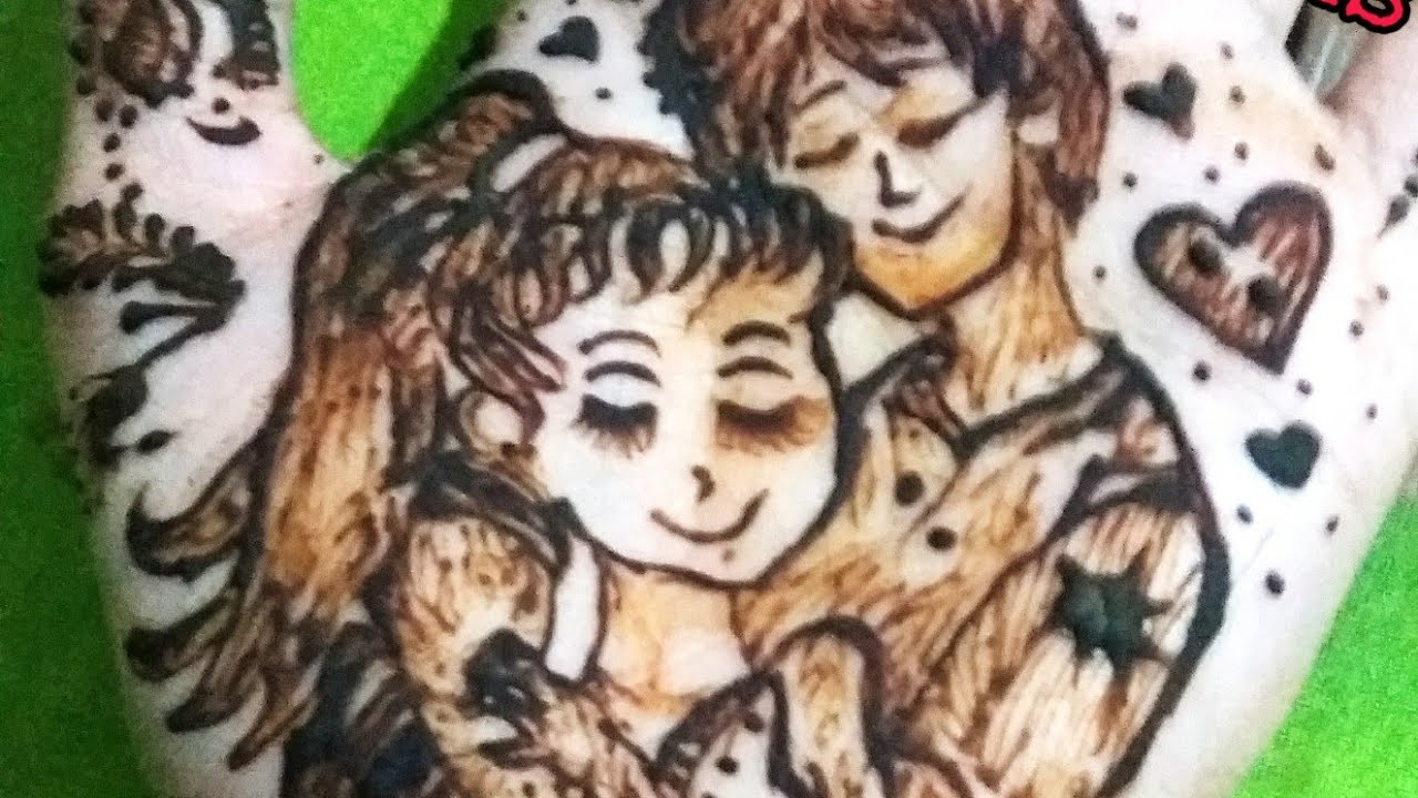 Love Couple Mehndi Design - HD Wallpaper 