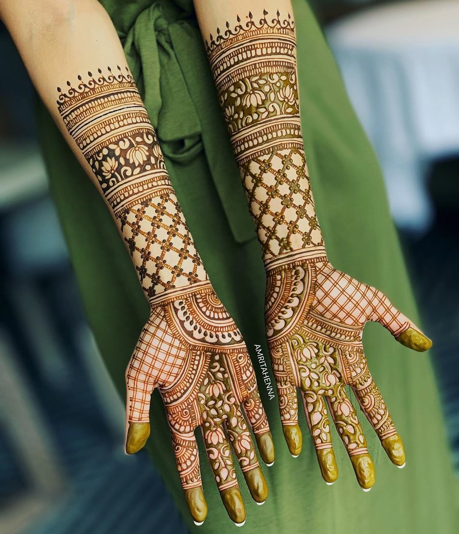 Full Hand Bridal Mehndi Design - HD Wallpaper 