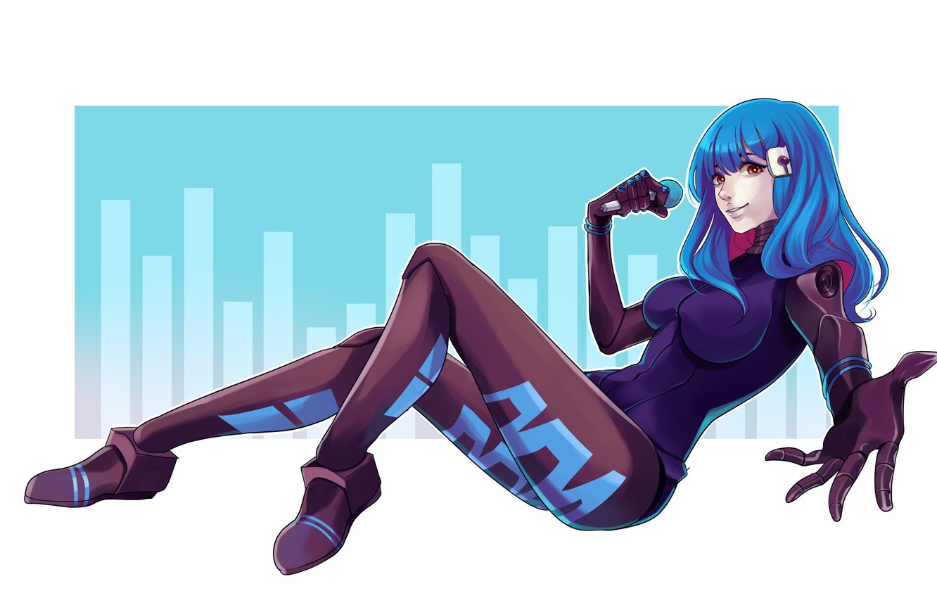 Photo Wallpaper Girl, Future, Art, Microphone, Blue - Kira Miki Valhalla - HD Wallpaper 