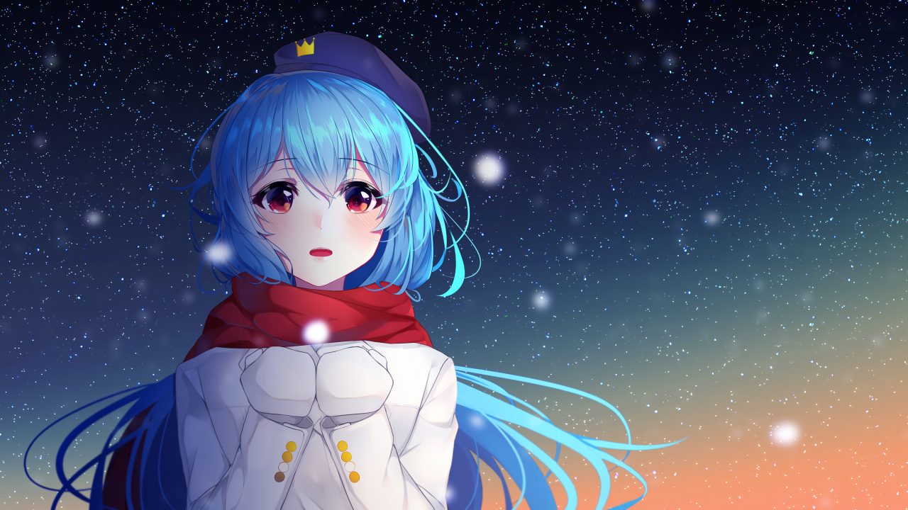 Download Original Hd Wallpaper - Anime Girl Cute In Blue - HD Wallpaper 