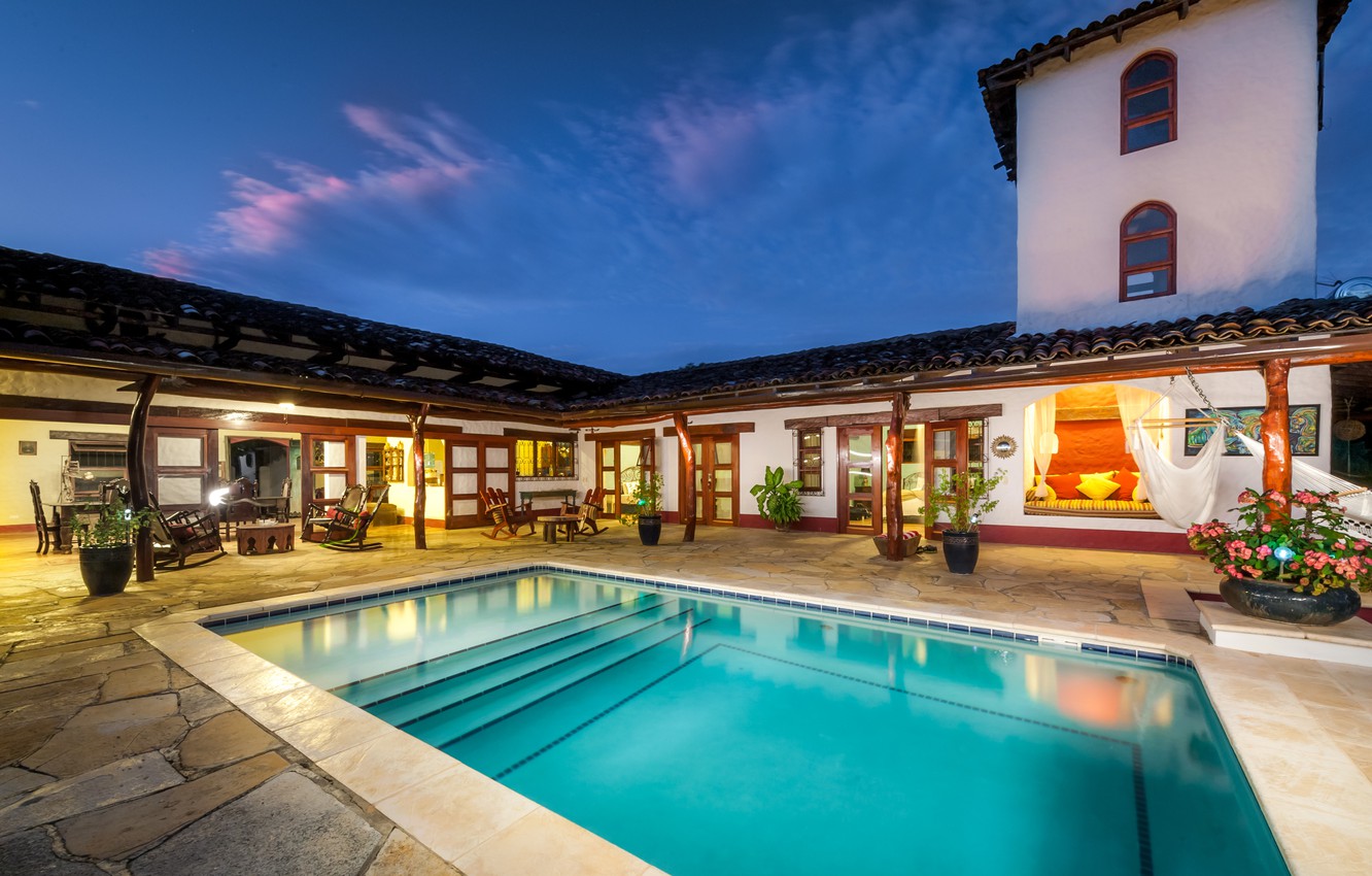 Photo Wallpaper The Evening, Pool, Nicaragua, - Rancho Chilamate Eco Guest Ranch & Horseback Adventures - HD Wallpaper 