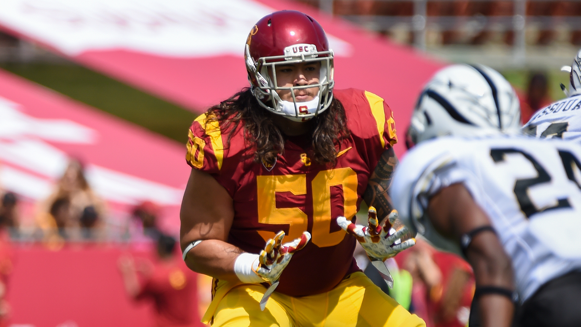 2017 Usc Football Depth Chart Toa Lobendahn Football - Starting Offensive Line Usc - HD Wallpaper 