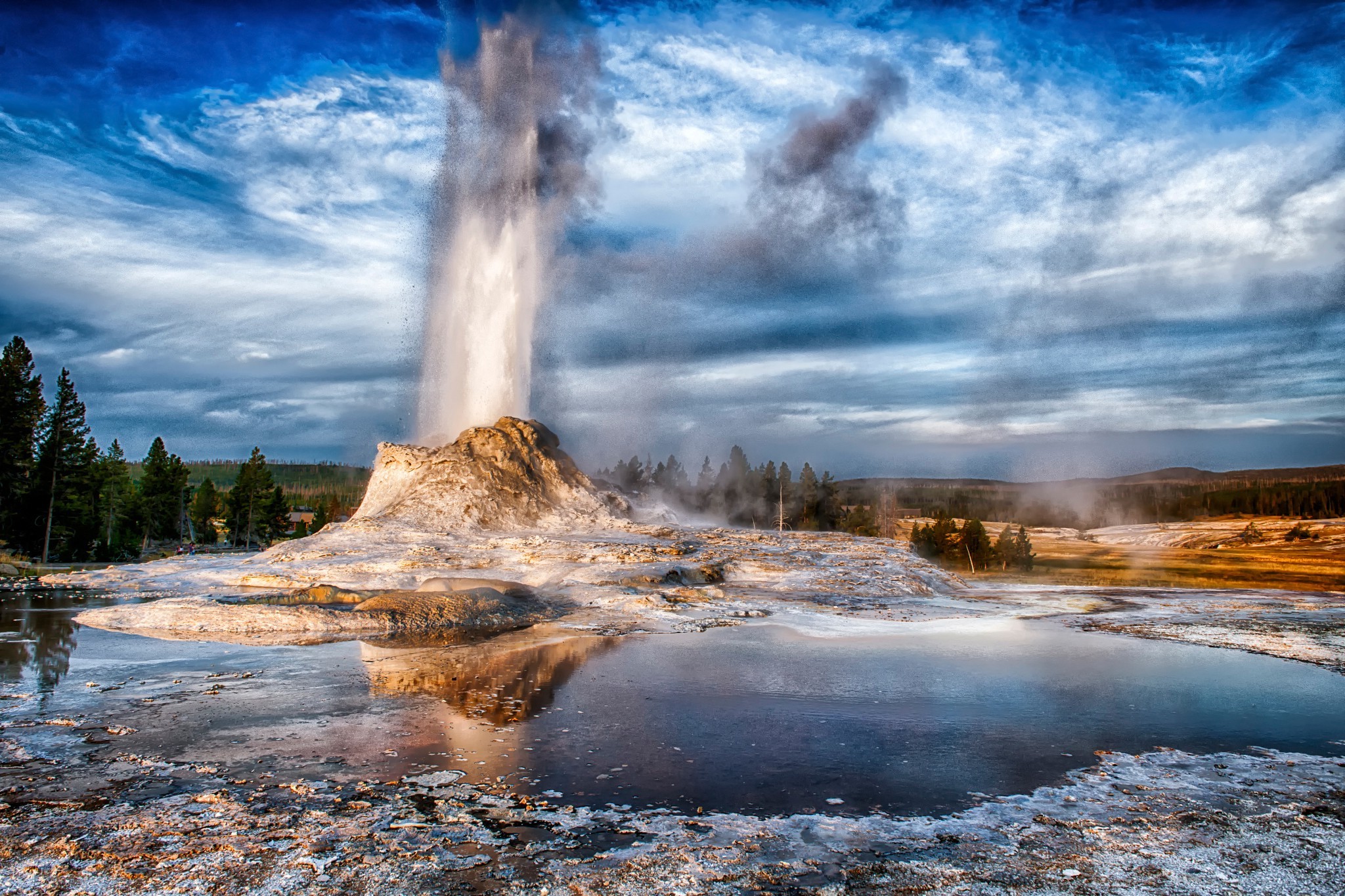 Wyoming, Usa, Water Drops, Splashes, Rock, Hdr, Clouds, - Desktop Background Yellowstone Park - HD Wallpaper 