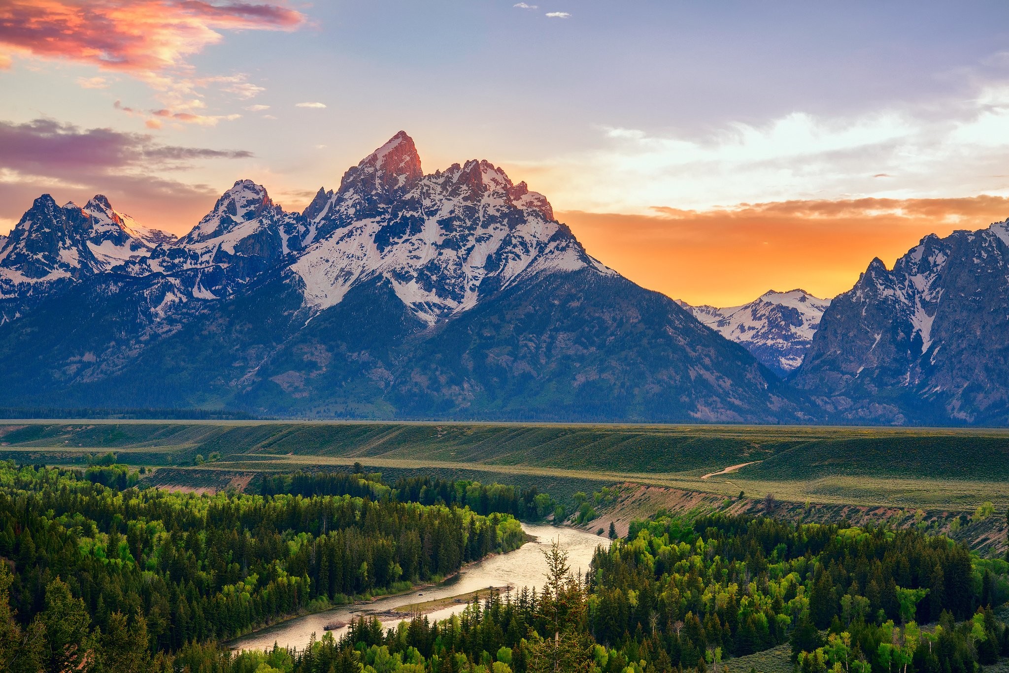 Wyoming Desktop Wallpaper-8t95a6b - Grand Teton National Park, Snake River Overlook - HD Wallpaper 