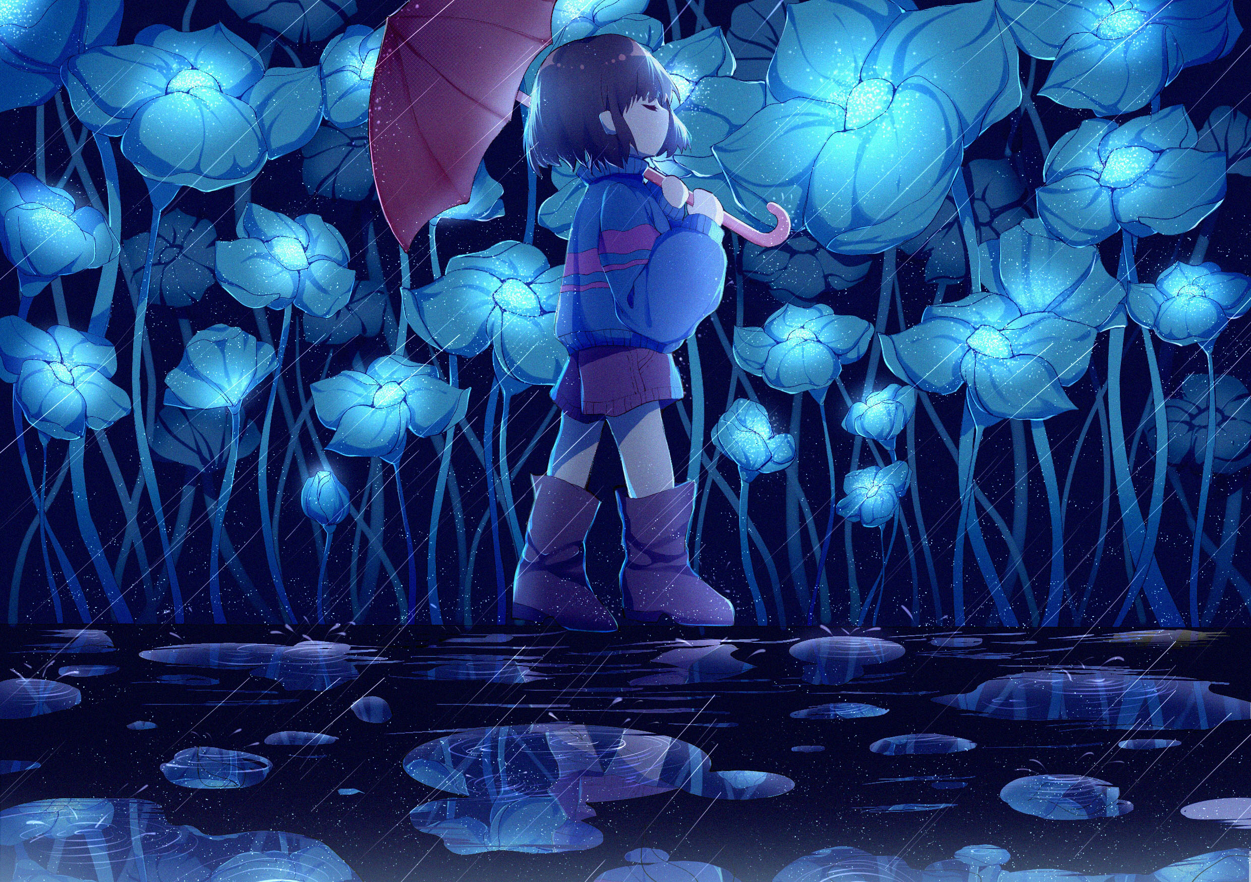 Undertale Rain - HD Wallpaper 