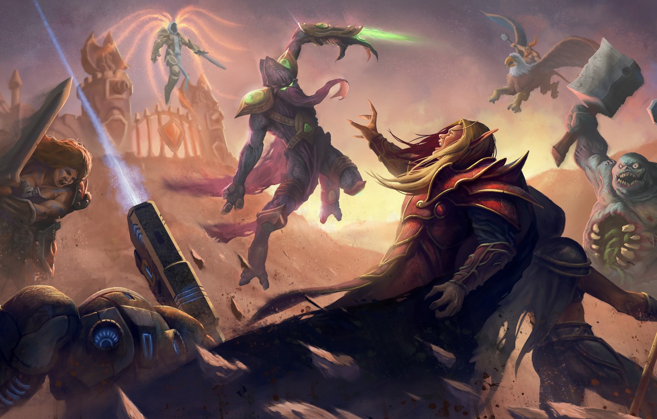 Photo Wallpaper Starcraft, Warcraft, Sonya, Blizzard, - Jaina Proudmoore And Elfs - HD Wallpaper 