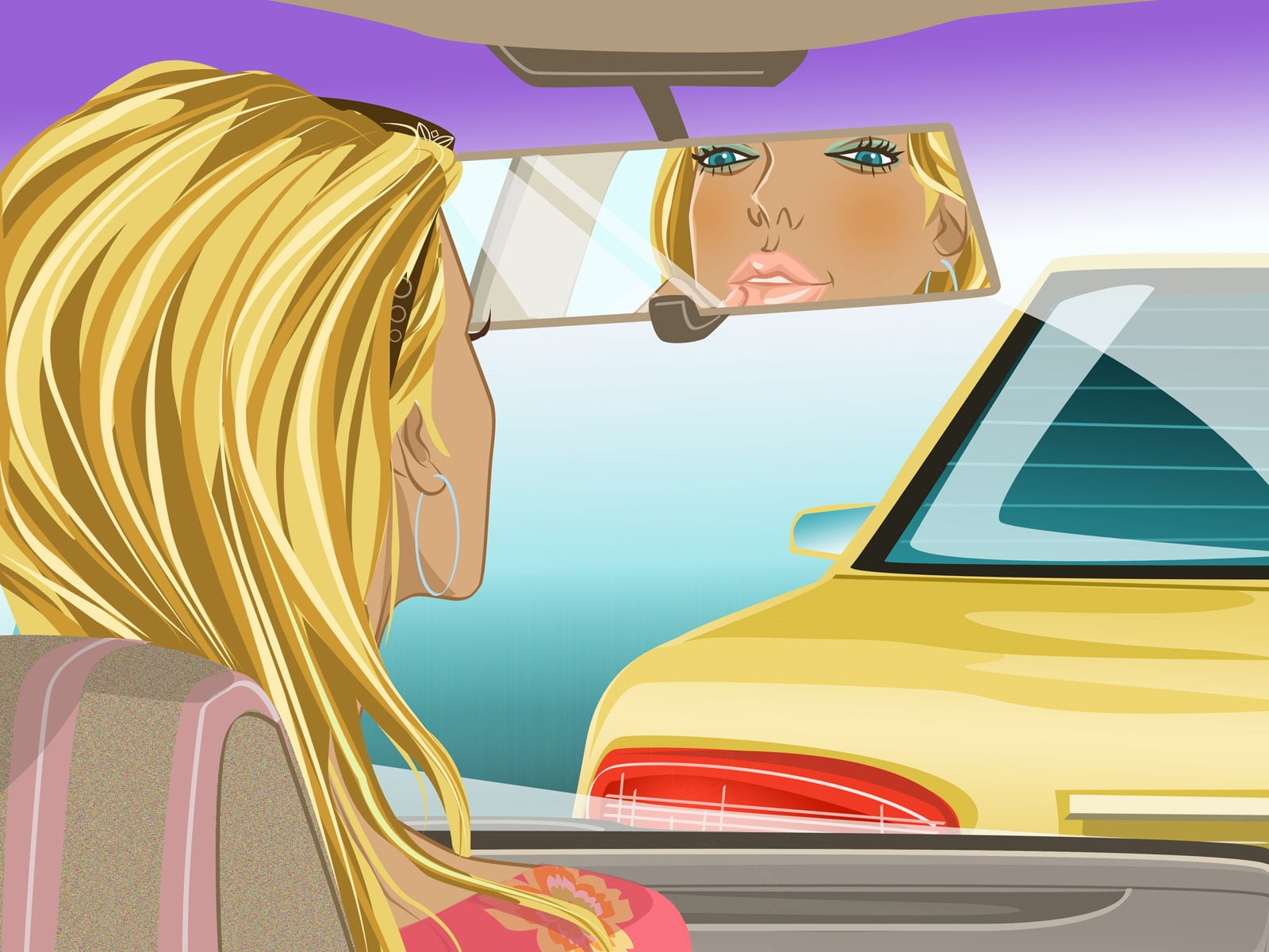 Dessin Fille Dans Une Voiture - HD Wallpaper 