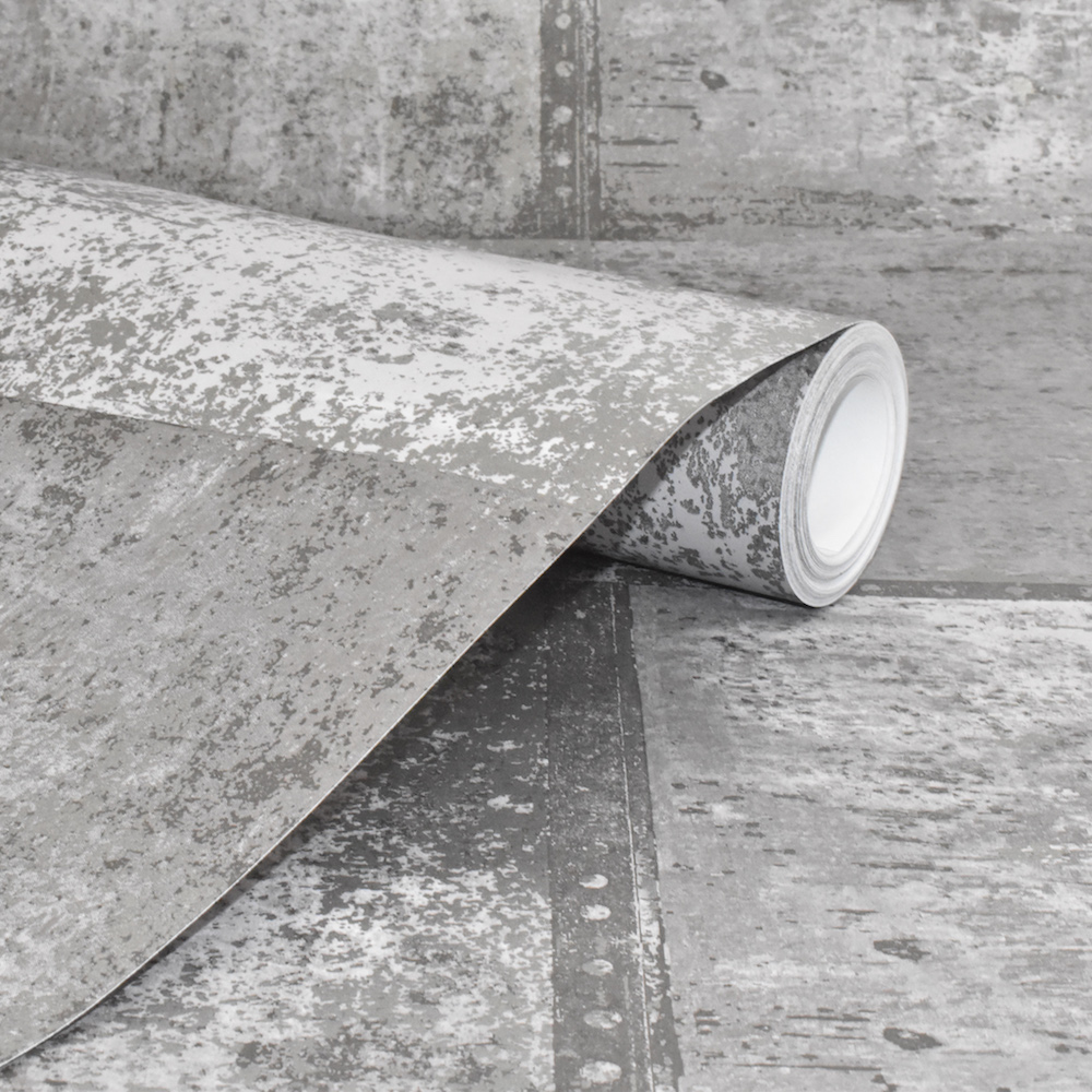 Holden Decor Patina Metal Panel Silver Charcoal Wallpaper - Concrete - HD Wallpaper 