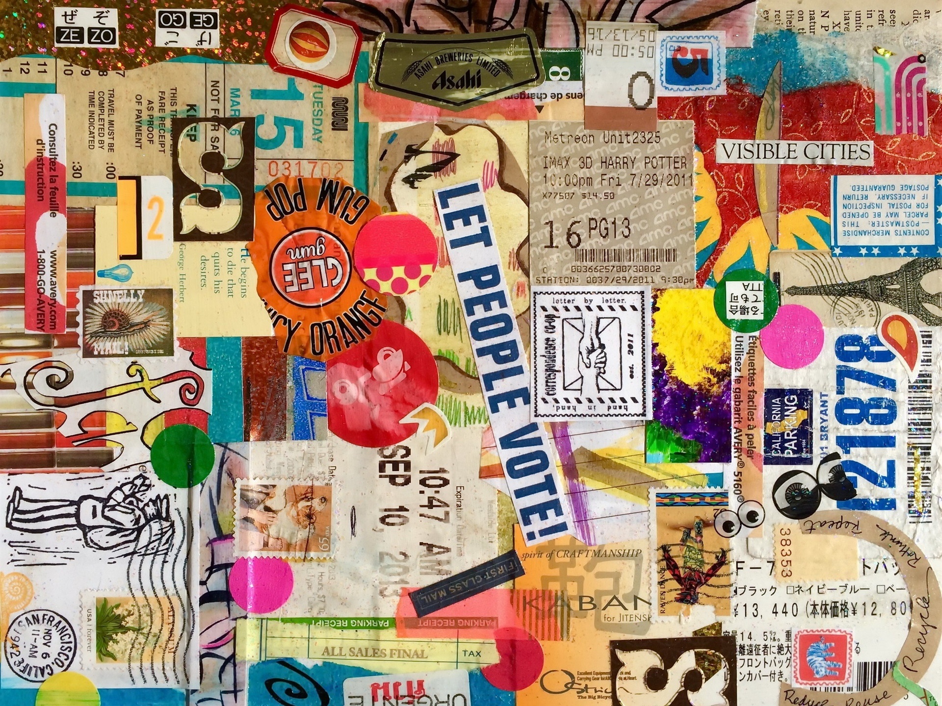 Wallpaper Ticket, Stamp, Letter, Colors, Creative Art - Color Fondo De Pantalla De Letras - HD Wallpaper 