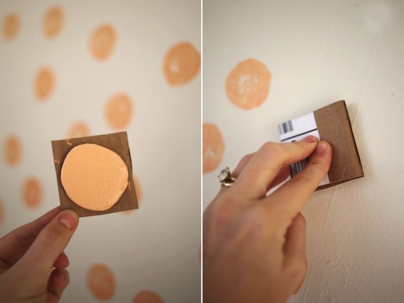 Hand Stamped Clementine Wall - Tecnica Para Pintar Pared - HD Wallpaper 