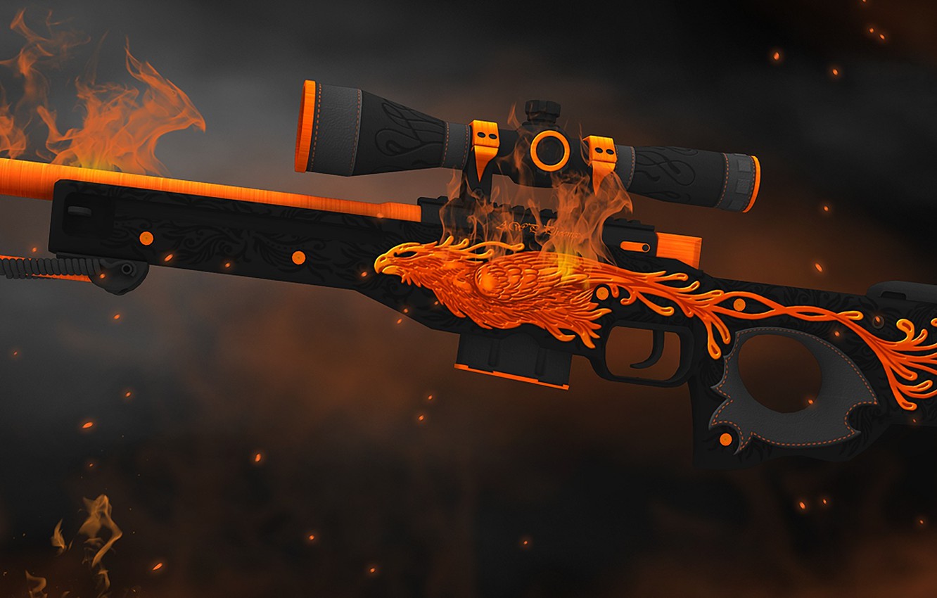 Photo Wallpaper Flame, Bird, Smoke, Spark, Heat, Phoenix, - Awp Wallpaper Cs Go - HD Wallpaper 