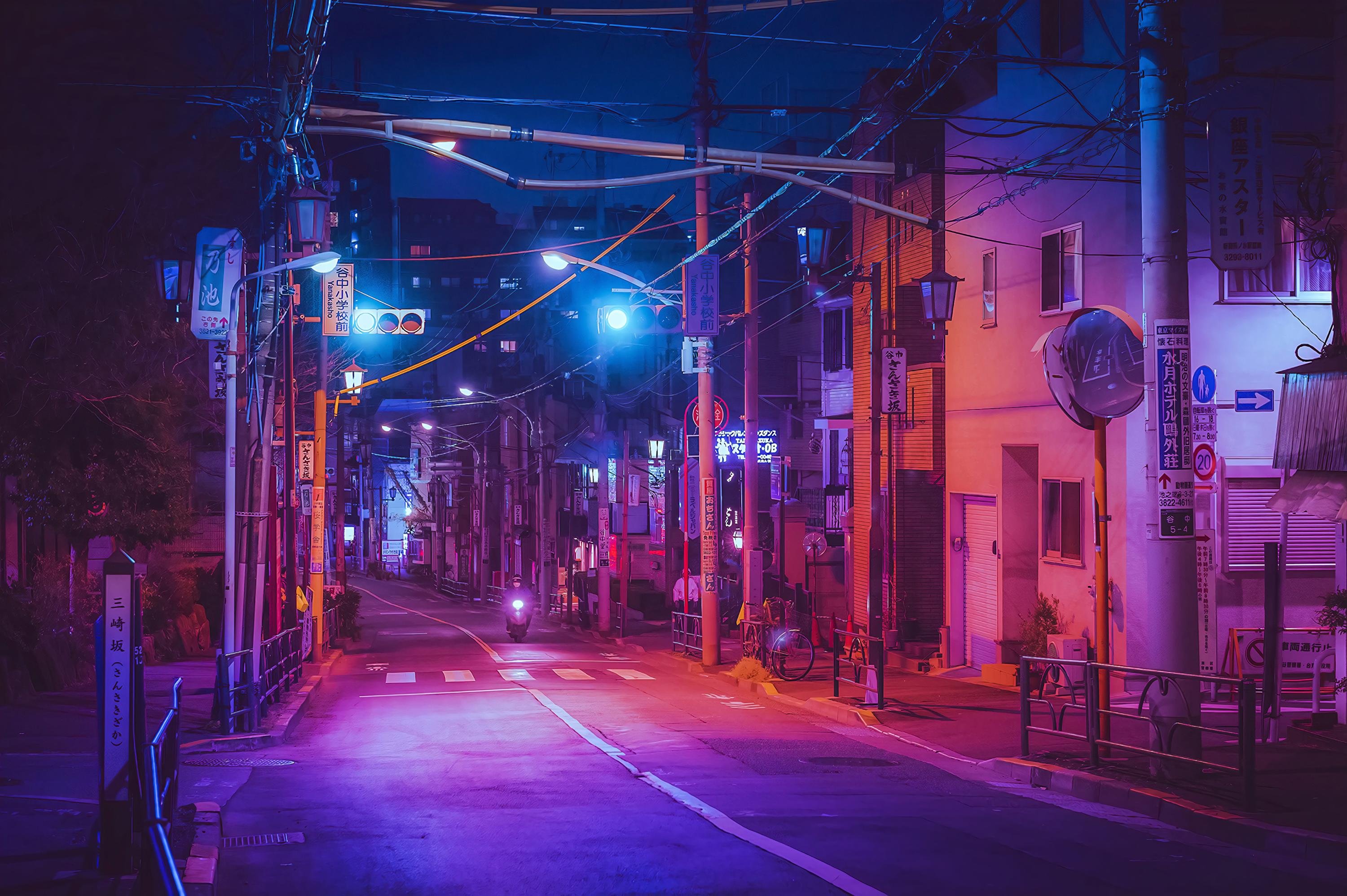 A Street In Japan Wallpaper - Japan Night - 3000x1996 Wallpaper 