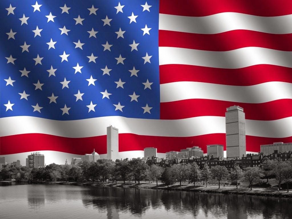 Usa American Flag With New York Desktop Backgrounds - Flag And White House Art - HD Wallpaper 