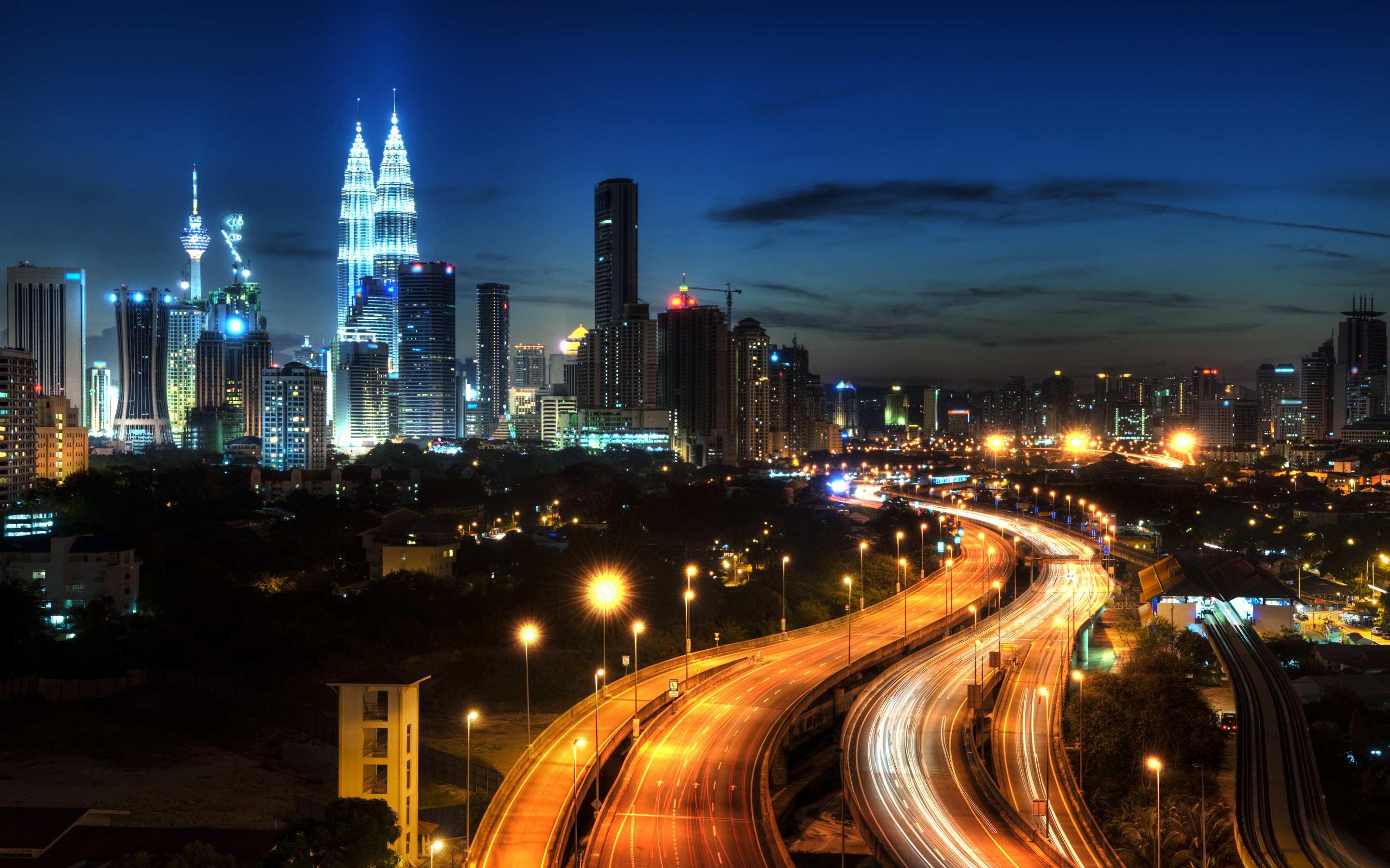 Malaysia Night City - HD Wallpaper 
