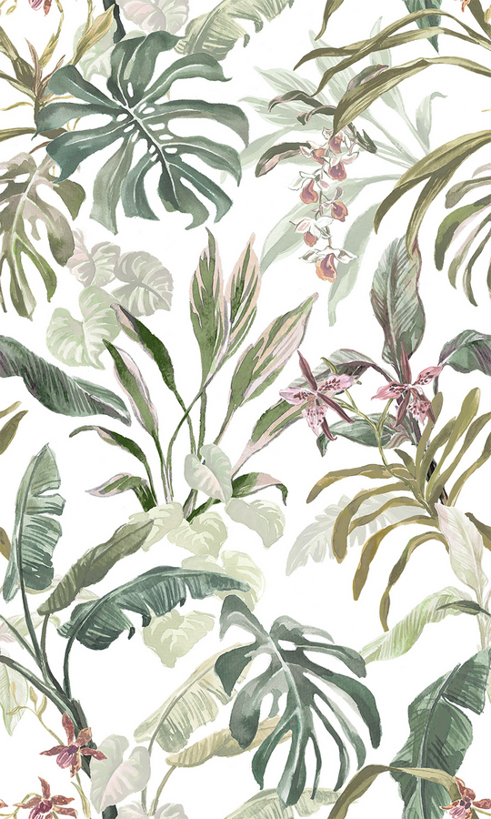 Plant Wallpaper Mural - Black And White Jungle - HD Wallpaper 