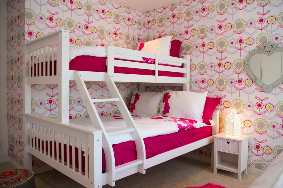 Pink Floral Wallpaper For Girls Room - Beds For Girls - HD Wallpaper 